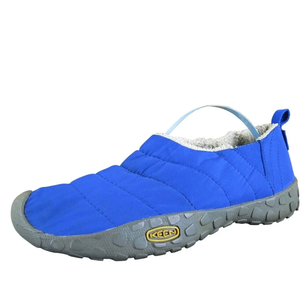 KEEN Boys Slippers Shoes Sz‎ Y 5 Medium Slipper Blue Fabric Slip On